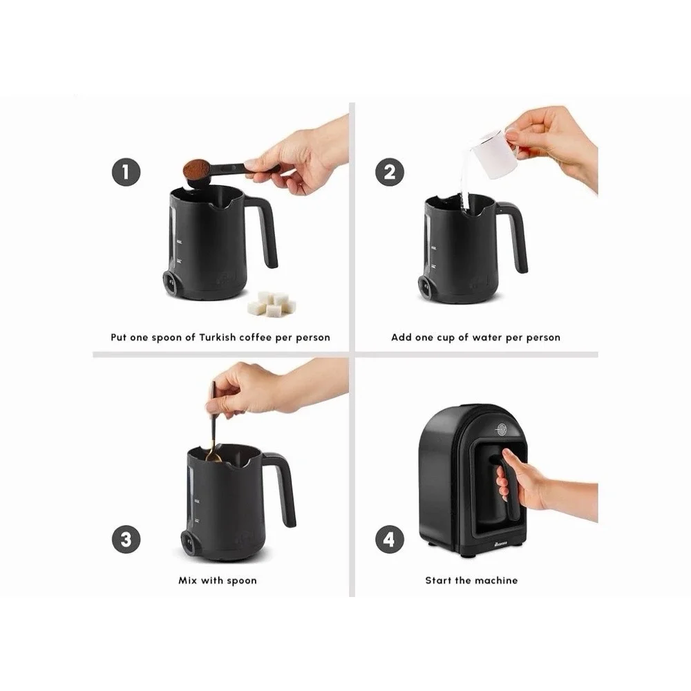 KARACA Hatır Turkish Coffee Maker, 5 Cups Electric Turkish Coffee Machine Cream